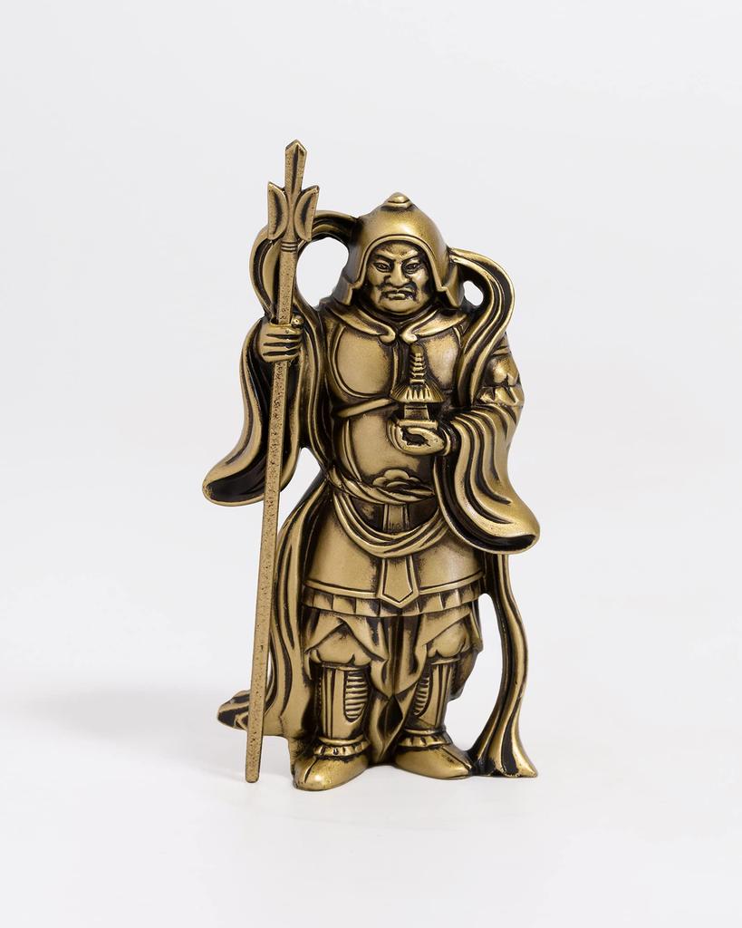 Sete Deuses da Boa Sorte Bishamonten Ouro Sedoso Budista Hideun Makita Estátua de Buda Ornamento Cobre de Takaoka escultor Protótipo_Kobiki