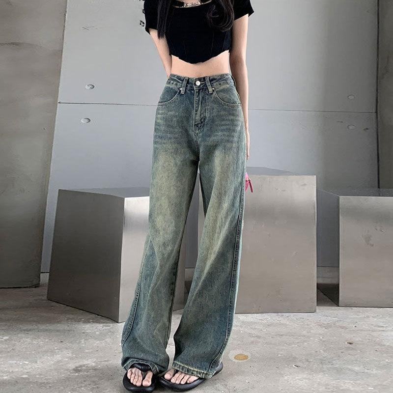 2026 New Nostalgic Retro High Waist Straight leg Jeans for Women's Casual American Loose Floor Dragging Wide Leg Pants