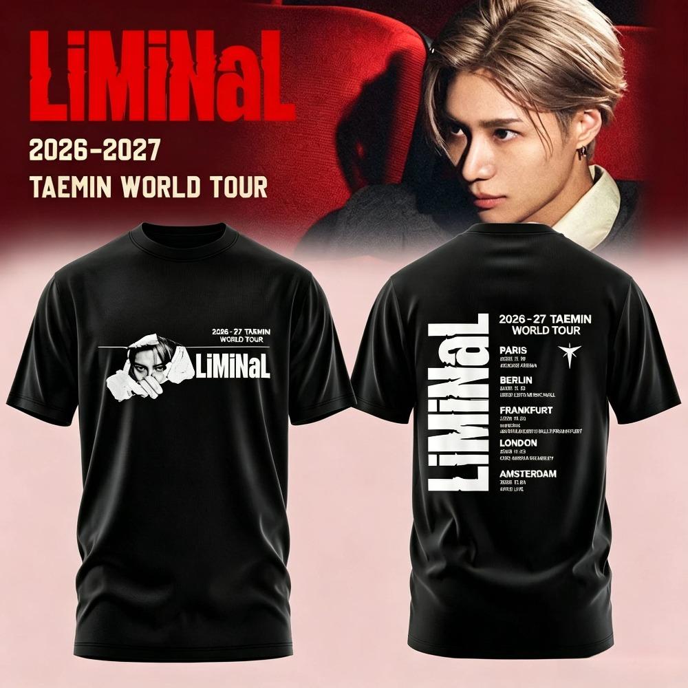 2026 New Kpop Taemin Liminal World Tour T Shirt Shinee Taemin Signature Print Tees Unisex Unisex Casual Oneck Short Sleeve