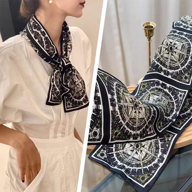 Luxury Design Silk Skinny Scarf For Women Fashion Hair Bands Neckerchief Soft Satin Lady Hands Bag Ribbon Neck Tie Scarf Female