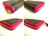 Authentic FENDI Zucca Khaki Canvas Shocking Pink Leather Round Zip Long Wallet #a221  Refurbished