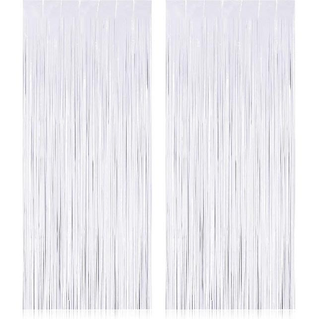 2 Pack Fringe Curta Backdrops, Foil Fringe Curta, Door Streamers for Birthday Wedding Bridal Shower Holiday Graduation Party Decorations, Photo Booth
