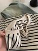Korean Style Plus Size Striped Round Neck Long Sleeve T-shirt for Women - Autumn Winter Casual Loose Pullover