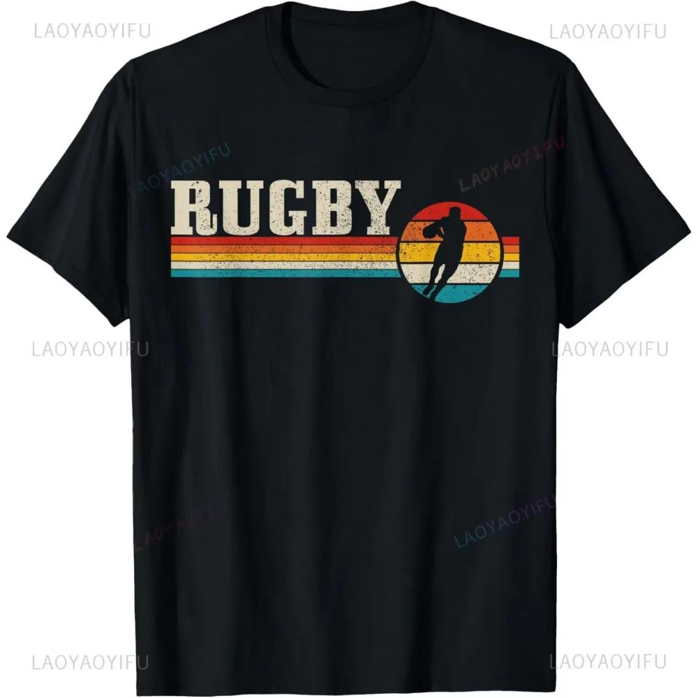 Vintage Rugby Player Sports Retro Men Boys Soccer T-Shirt Cute Print Cartoon TShirt Men Women Fashion Tee Creativity Short-sleev