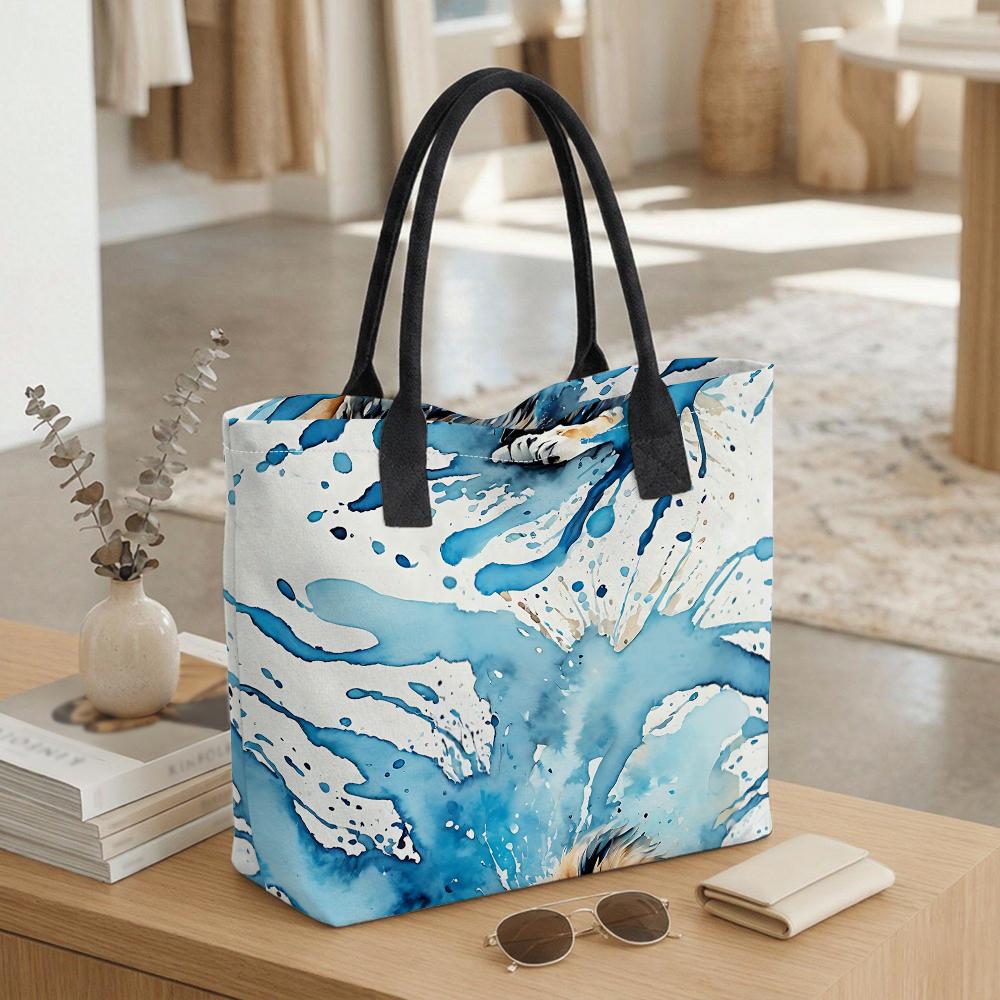  Watercolor Art Large Tote Bag Casual Durable Daily Carry Handbag For Shopping Travel Commute