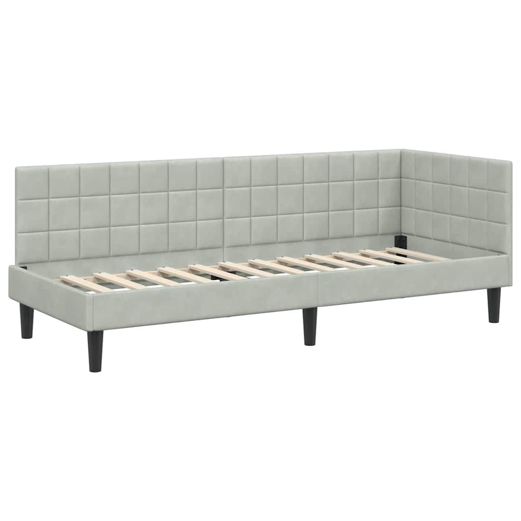 Corner Bed Frame with Headboard Light Grey 80 Cm X 200 Cm Velvet