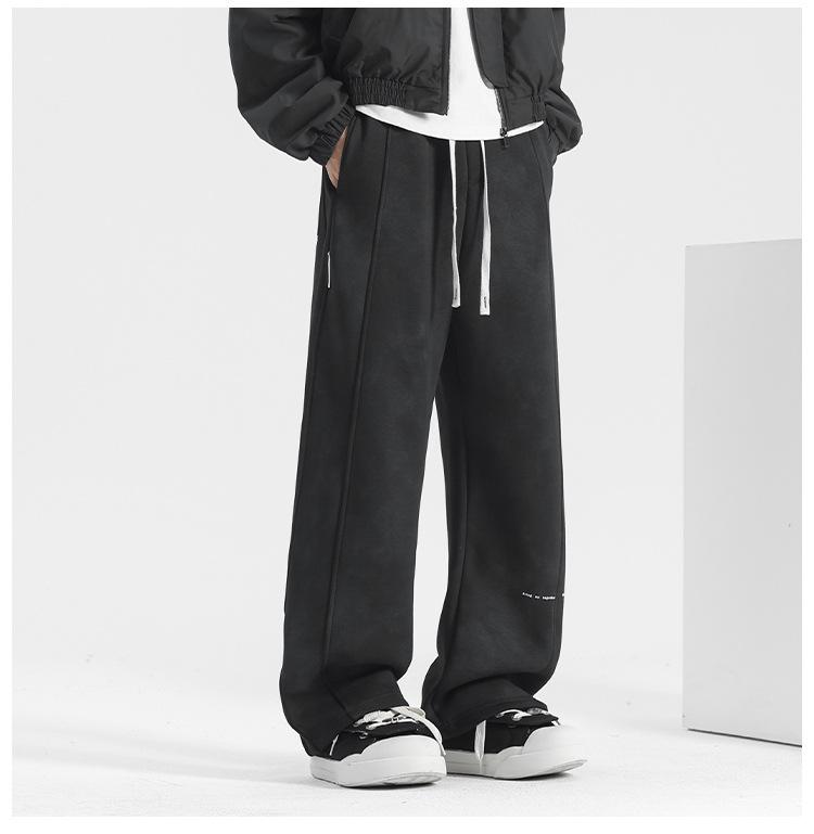 Men's American-Style Loose-Fit Wide-Leg Sweatpants for All Seasons