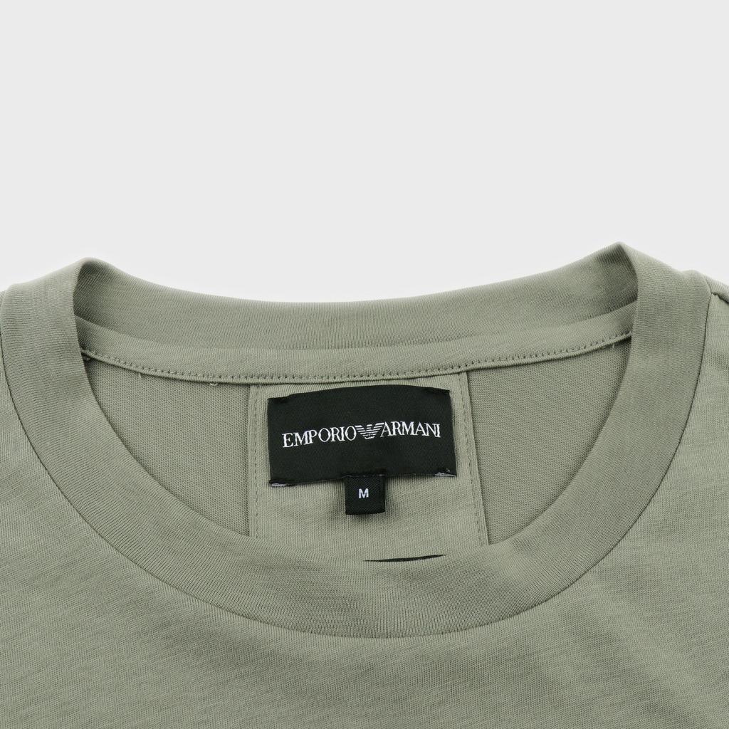 Emporio Armani FW23 Logo Print Loose Fit Crew Neck Long Sleeve T-Shirt Men Tops Green 8N1TN8-1JPZZ-0598