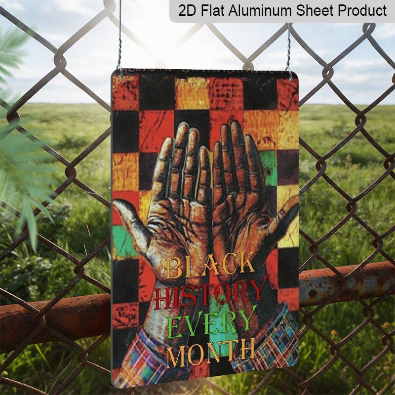 2D Flat 1pc Black History Month Celebration Metal Sign, 8x12 Inches - Vibrant African-Inspired Design with Raised Fist Symbol, Ideal for Home