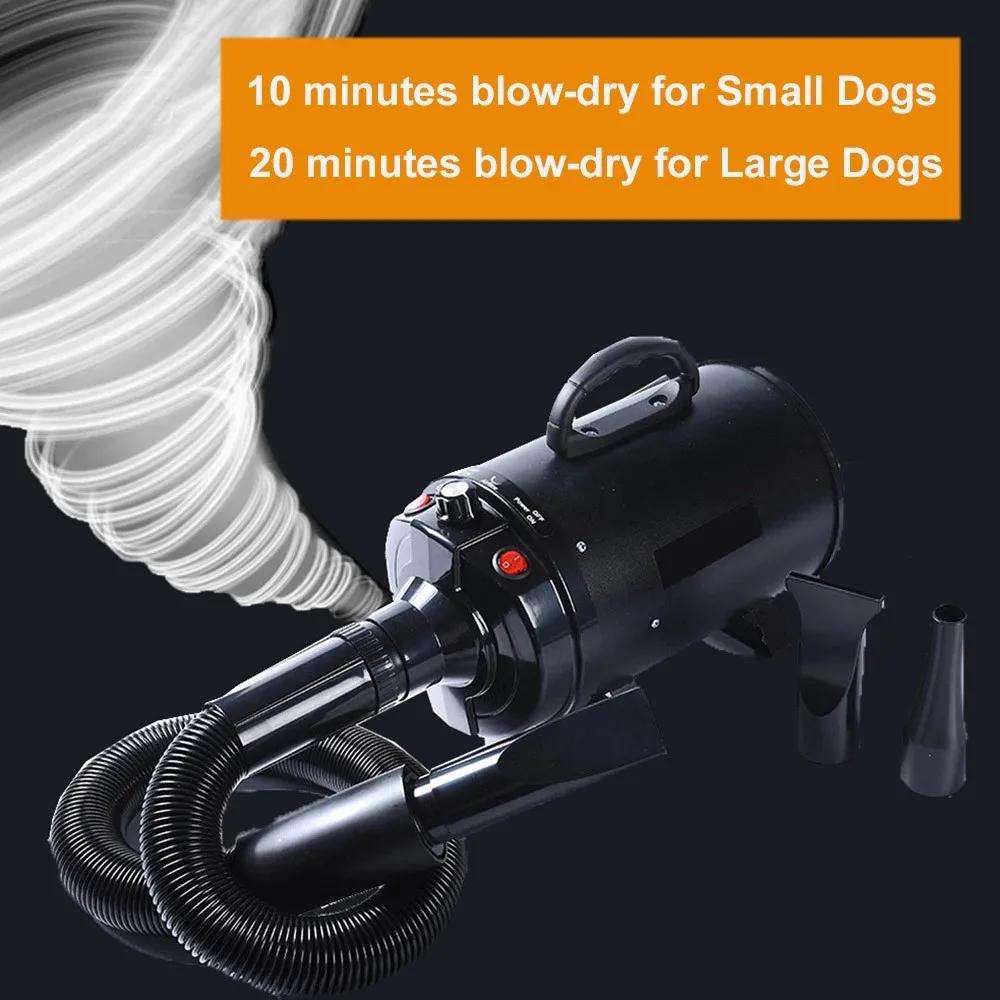 2000W/2.7HP Dog Blow Dryer Adjustable Speed Temperature Control with 4 Nozzles and Extendable Hose for Pet Hair Grooming