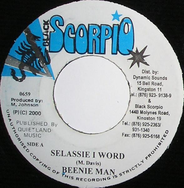 

7inch Record BEENIE MAN - Selassie I Word 0659 Black Scorpio 2000 Jamaica Reggae, Ska & Dub Used