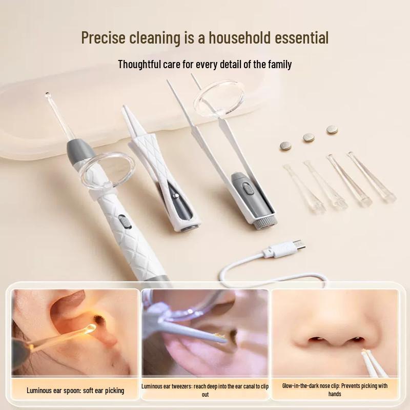 Soft Tip Baby Ear Cleaner with Light & Tweezers