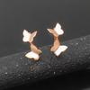 Exquisite Russian 585 Purple Gold Fashion Glossy Butterfly Simple Exquisite Earrings Rose Gold Plated Light Luxury Earrings
