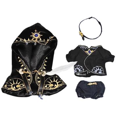 Niannyyhouse 10cm 20cm Plush Clothes Robe Belt Magic Cloak Cotton Doll Clothes Dress Up (Black, 20cm)