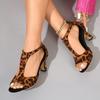 2025 New Ladies Shoes Zip Women's Sandals Leopard Print Office and Career Summer Plus Size Best Seller Heeled Sandals