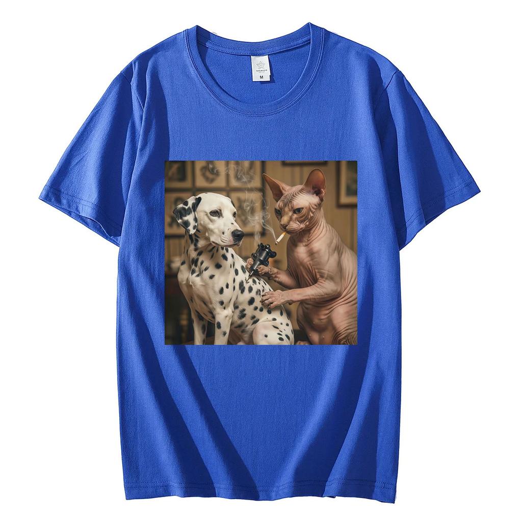 Sphynx Cat Tattoo Dog Funny Meme TShirt High Streer Fashion Trend Short Sleeve T Shirts Unisex Unisex Casual Loose Cotton TShirts
