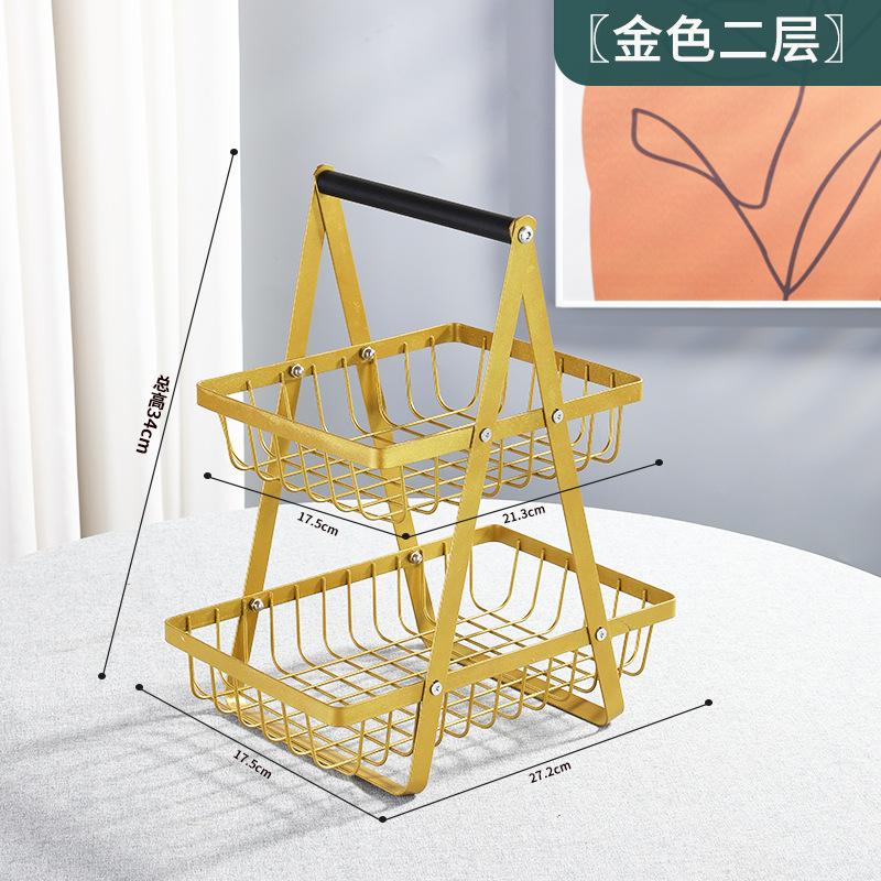 Portable Fruit Bowle Basket for Kitchen Organizer Storage Fruits Vegetable Bread Snacks, Detachable Metal Rectangle Basket