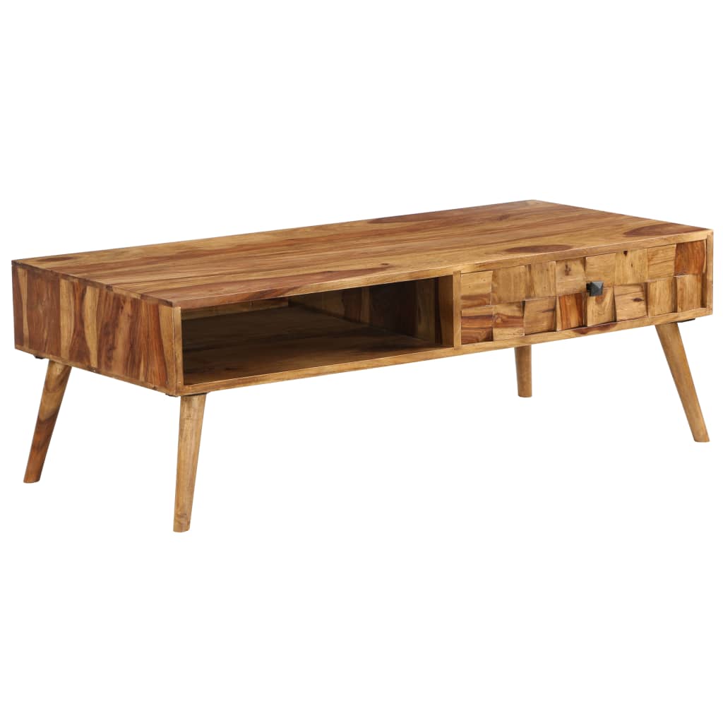 Coffee Table Solid Acacia Wood Honey Brown 110x50x37 Cm