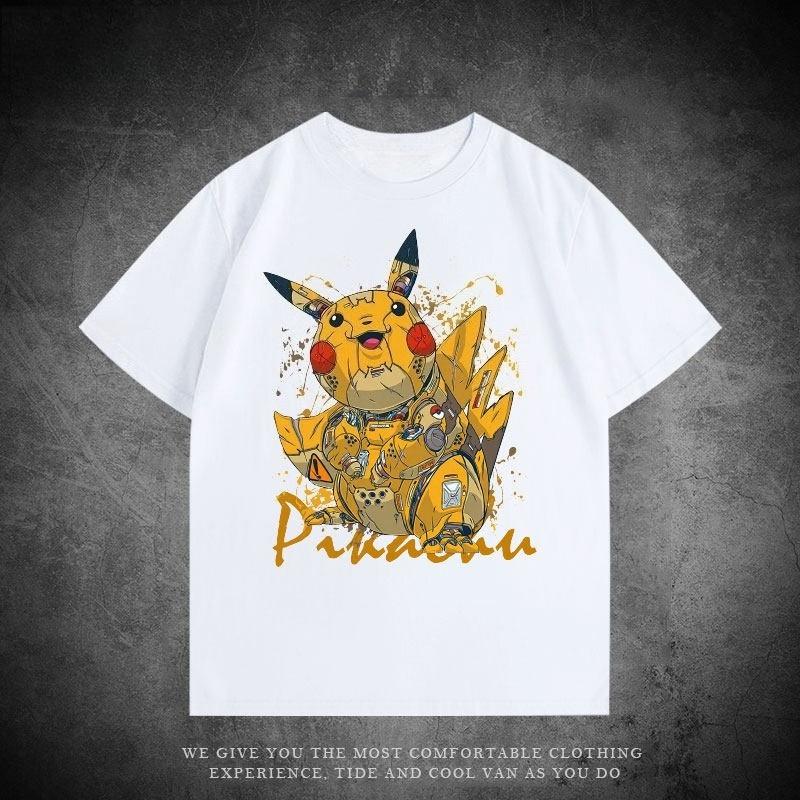 Mechanical Series Trendy T-shirt Bulbasaur Charmander Squirtle Pikachu Pure Cotton Loose Short-sleeved Clothing