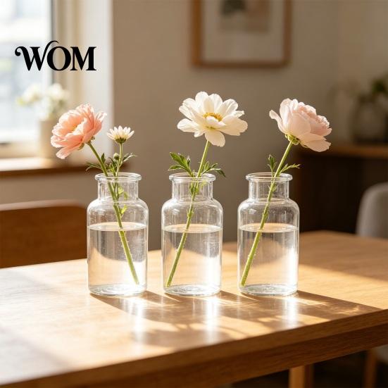 Multi-purpose Plant Container Small Vases for Flowers, Mini Clear Glass Bud Vases, Unique Artistic Vase Flower Wedding Table Centerpiece Home
