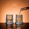 Whiskey Glasses Rotatable Tumbler Crystal Glass Cups Drinking Glasses with Creative Coasters for Scotch,Bourbon,Cocktails
