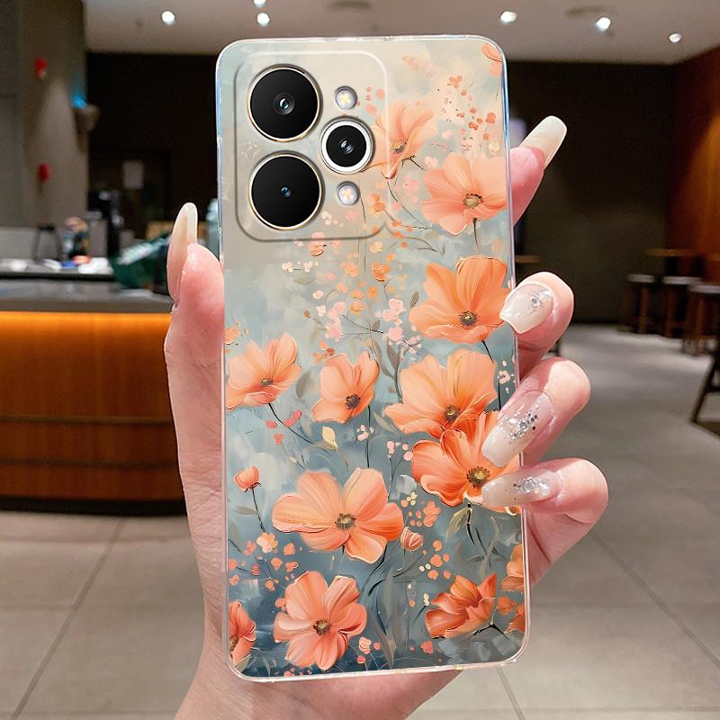 For Realme 15 Pro 15T 5G Elegant Flower Butterfly Bow Phone Funda Cover RMX5106 RMX5101 Soft Silicone Transparent TPU Jelly Case