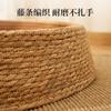 Round Cat Bed With PE Wicker Frame Cotton Linen Rope Nest Semi-Enclosed Pet House Indoor Outdoor Use