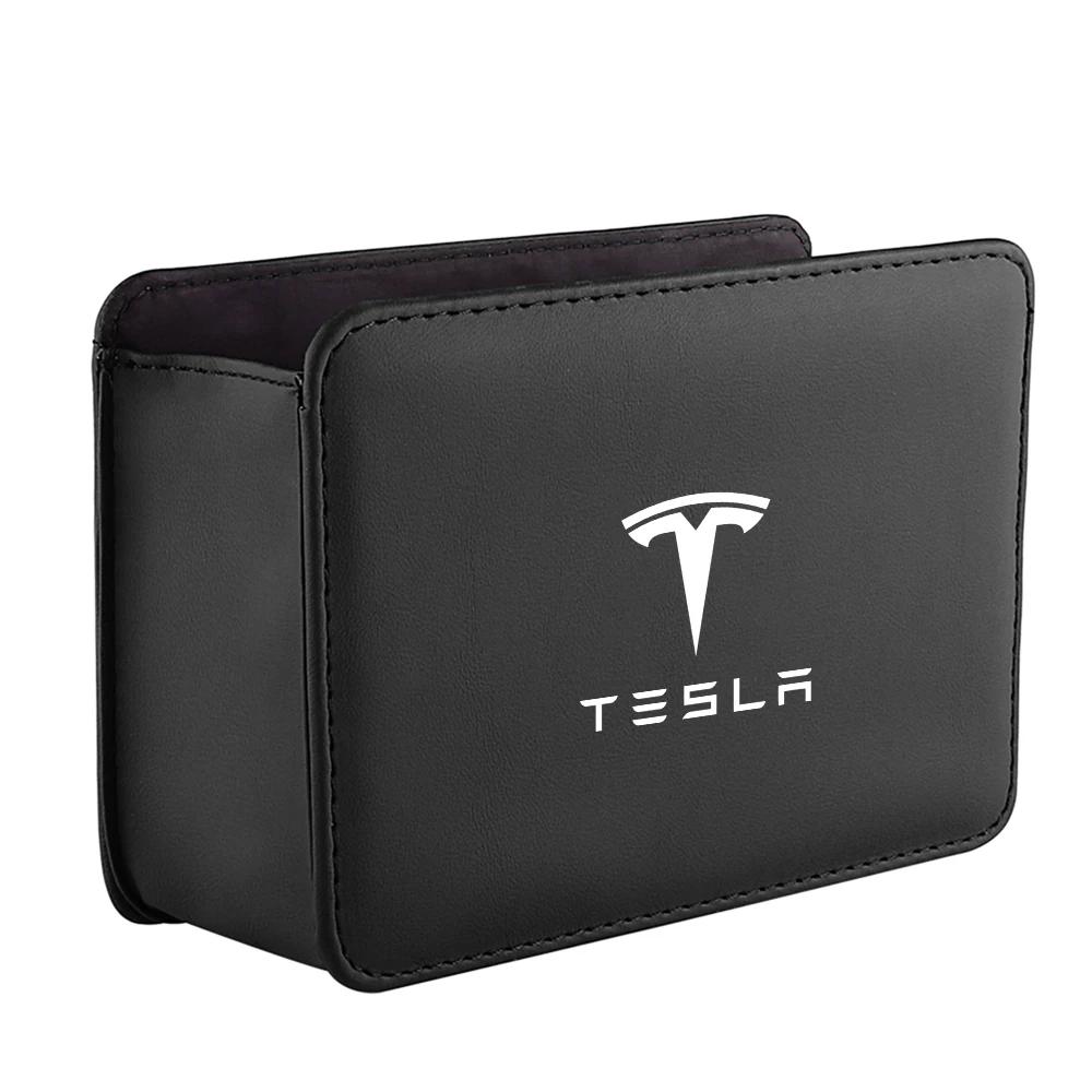 

Car Sticker Tesla PU Leather Car Door Storage Box Multifunctional Car Storage Bag Seat Back Storage Box For Tesla Model 3 Model
