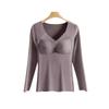 BEPAN V Mesh Neck Women Thermal Clothes Invisible Velvet Fleece Thermal Underwear Feel Heating Lingerie Warmth Long Tops Autumn Winter