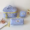 Plaid Cosmetic Bag Set Simple Style Large Capacity Portable Cosmetic Tools Storage Bag for Home Bathroom Toiletry Bag