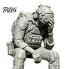 Talos 3D Printed Soldier Figurine Ornament, Sitting Tactical Statue, Funny Tired Sculpture for Table Shelf Edge Decor