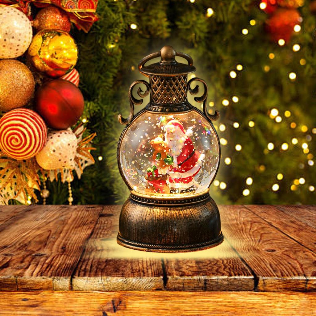 Christmas Snow Globe Lantern Musical LED Decorative Decoration for Fireplace Party