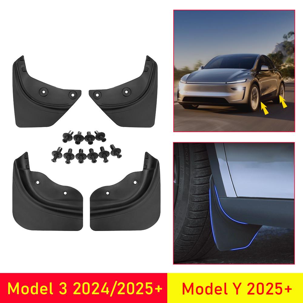 Mud Flaps for Tesla 2025 Model Y Juniper Splash Guards Fender Model 3 Mudflaps Organizer Anti-Snow Anti-Sand Travel Accessories