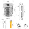 30M Wire Rope Cable Hooks Hanging Kit Flexible PVC Coated Stainless Steel Clothesline