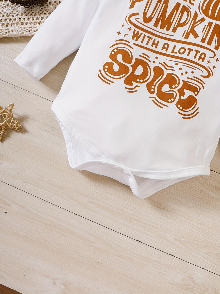 Newborn Infant Baby Boy Clothes Pumpkin Print Long Sleeve Bodysuit