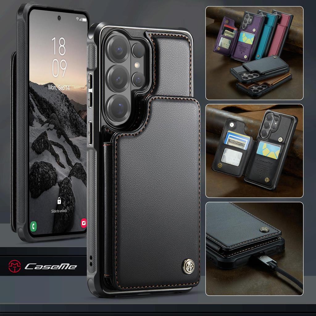 CaseMe Premium PU Leather Case For Samsung Galaxy S26+ S25 S24 S23 S22 S21 S20 Plus Ultra FE Card Wallet Holder Phone Back Cover Protector Skins