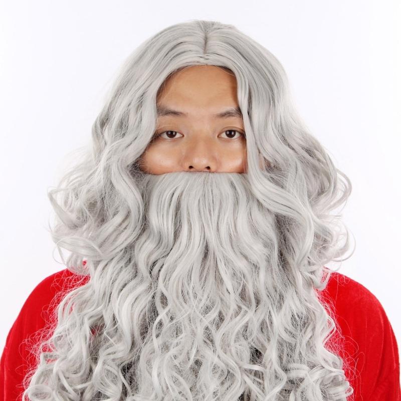 Santa Fancy Dress Costume Santa Clauses Wig and Beard Set for Cosplay Christmas