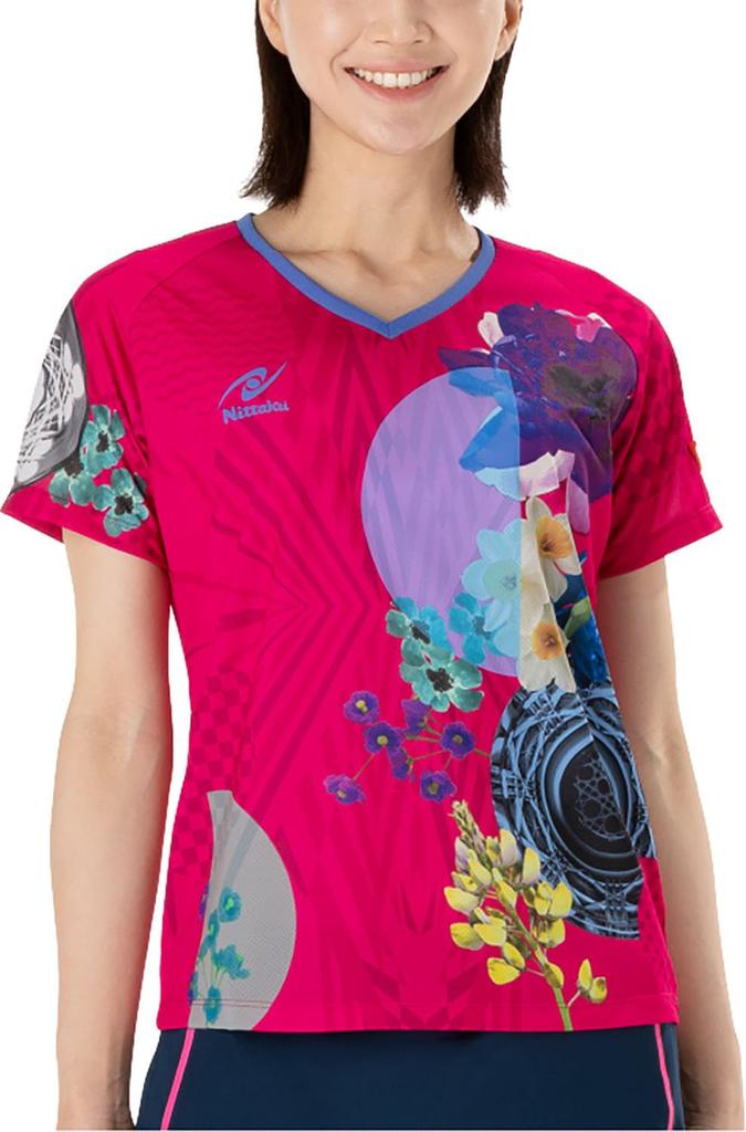 Nittaku Modern Flower Tischtennis Rose Damen T-Shirt,