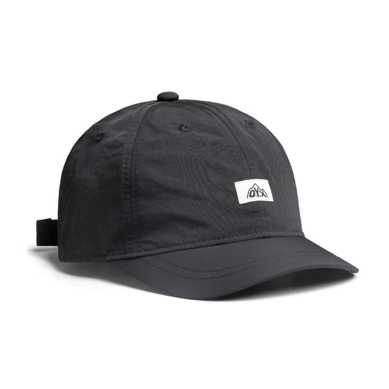 Amerikanische Retro-Entenschnabelkappe mit kurzem Schirm für Herren, Sommer, schnell trocknend, Outdoor-Sport, Sonnenschutz, dünne Baseballkappe mit kurzem Schirm M（56-58cm） black