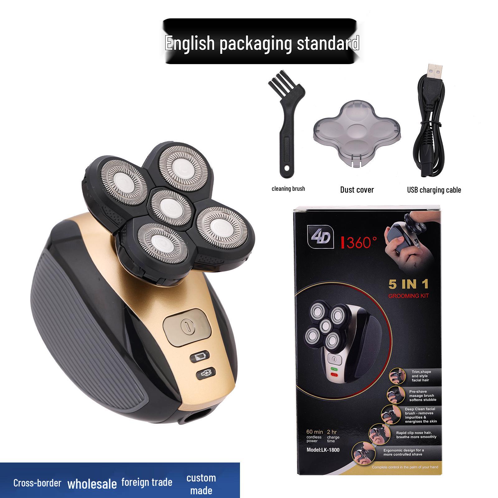 

4D Washable 5-in-1 Men s Shaver with 5 Heads for Bald Heads