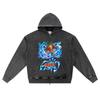 DTG Print Knitted Denim Zip-Up Hoodie Copy of NARUTO Brother Print Zipper Hoodies