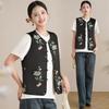 Spring Retro Chinese-Style Hanfu Vest: Women's Satin Embroidered Cardigan with Frog Buttons