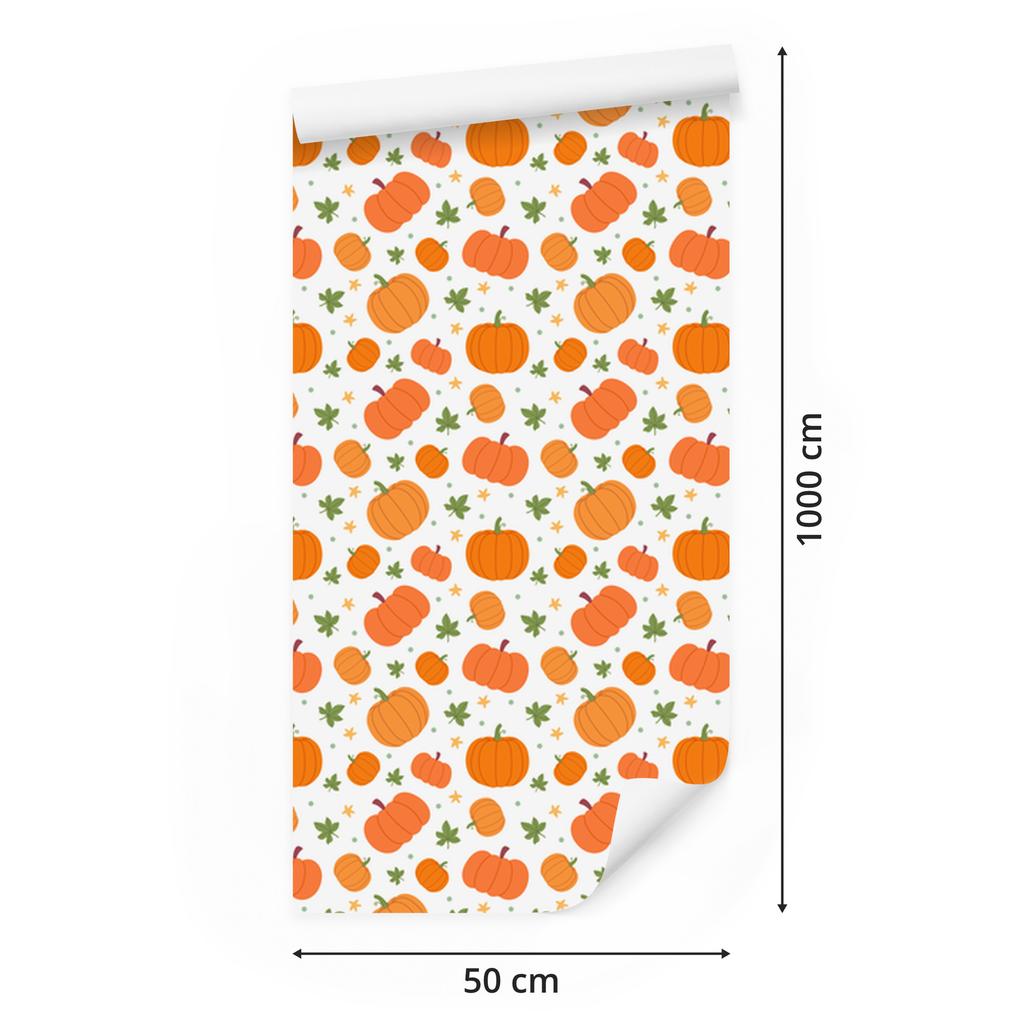 Pumpkin Wallpaper White and Peach for Living Room and Bedroom 50x1000
