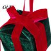 Seasonal Party Photo Props Velvet Gift Box Christmas Tree Ornament, Square Shaped Hanging Miniature Bow Ornaments Decoration with for Winter