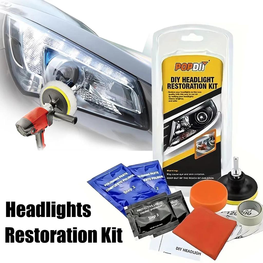 Car Headlight Restoration Kit - Scratch Repair & Polishing Paste with Drill Adaptor
