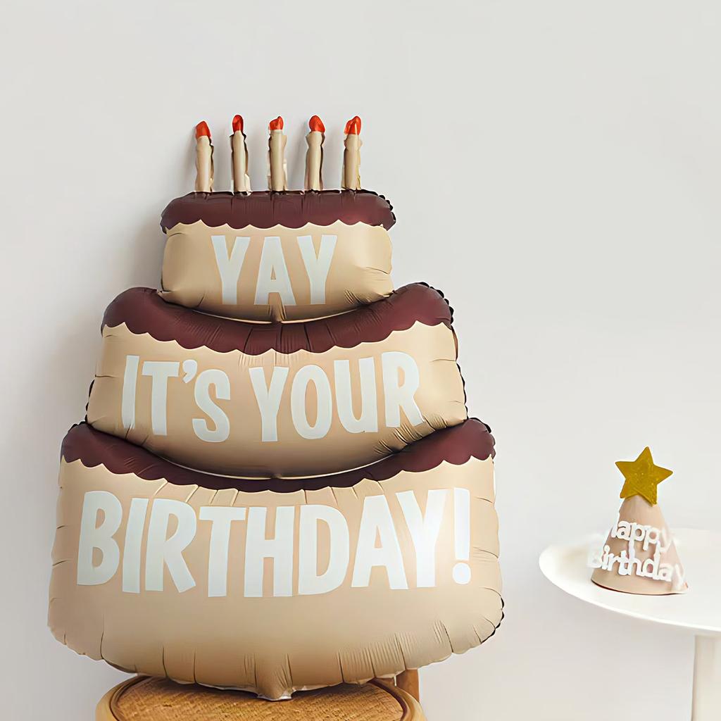 1pc-Matte Triple Layer Cake Aluminum Foil Balloon/Matte Airplane/Matte Rainbow/Matte Police Car/Matte Retro Balloon, Party