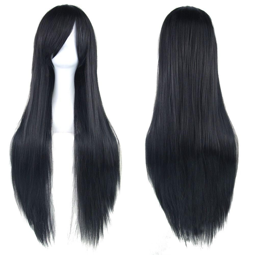 Heat Resistance Long Synthetic Hair 80cm Anime Straight Hairpiece Halloween Cosplay Wigs  Costume