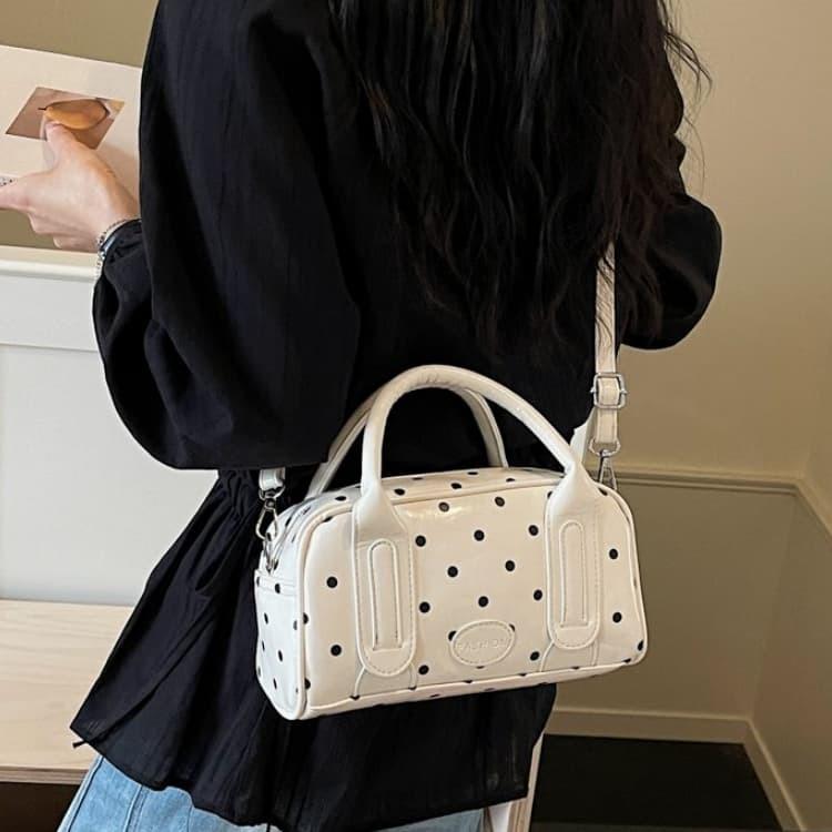 Patent Leather Polka Dot Boston Bag Women's Tote Shoulder Bag