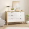 Storage Cabinet, Chest of Drawers with 6 Drawers and 5 Legs for Bedroom, High Gloss White