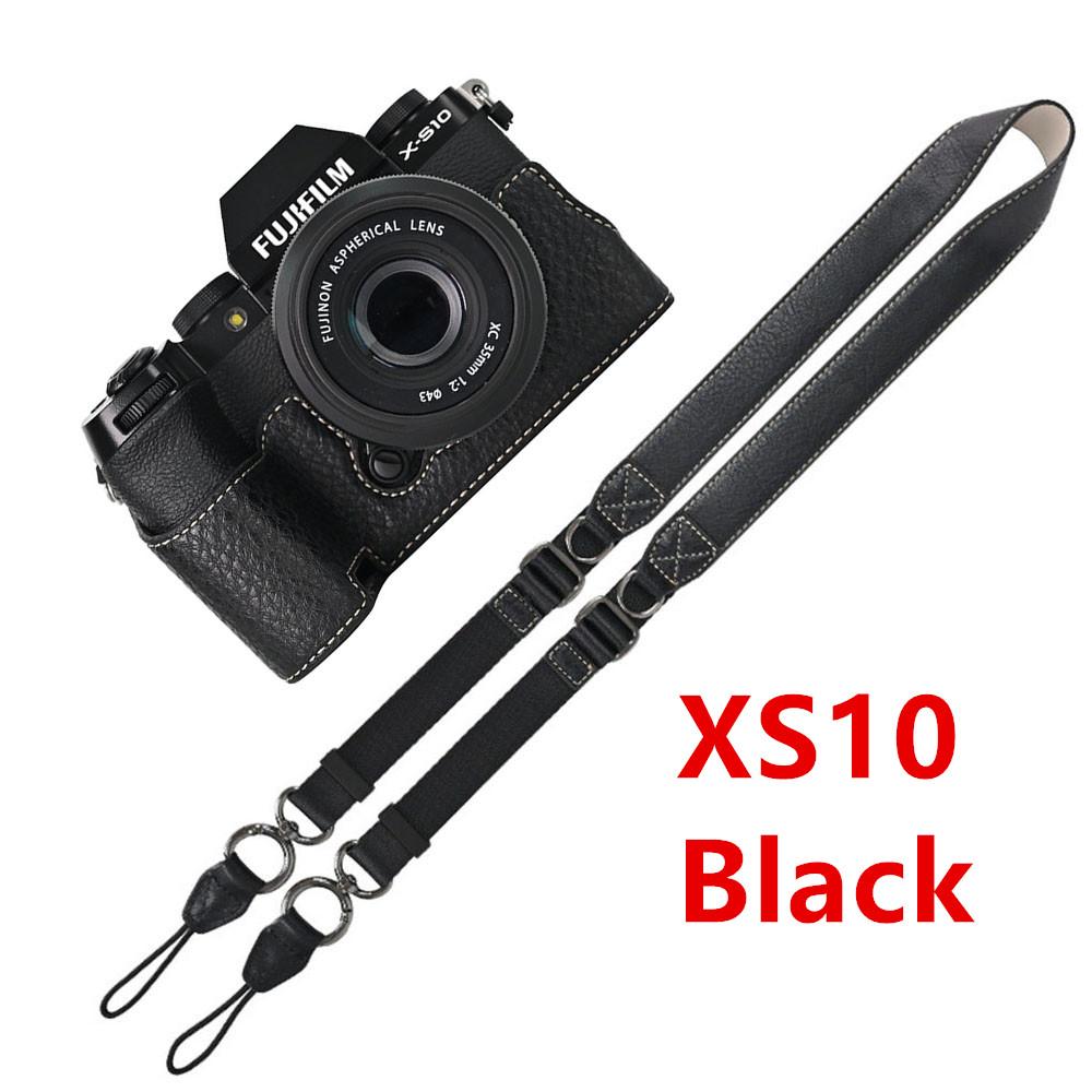 Litchi Skin PU Leather Half Case for Fujifilm Fuji XT50 XS10 XS20 XT30 XT30II XT20 XT10 XT5 XM5 Battery Opening Cover With Strap